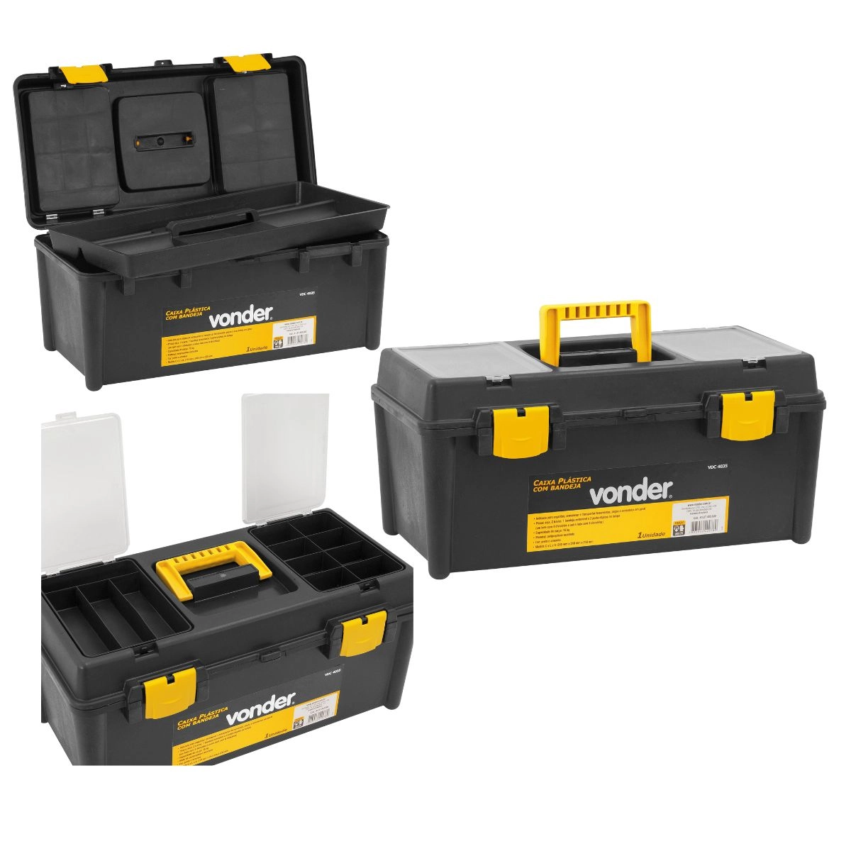Caixa para ferramentas plástica c/1 bandeja VDC4035 VONDER  Caixa para ferramentas plástica c/1 bandeja VDC4035 VONDER