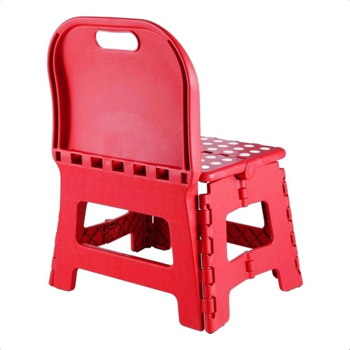 Banqueta plástica dobrável vermelha altura 220 mm com encosto VONDER