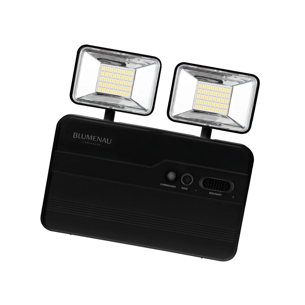 Luminária Emergência LED 2 Faróis 10W 2200lm Preta Blumenau