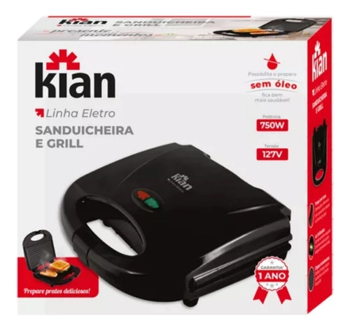 Sanduicheira e Grill Kian PRETO Sanduicheira e Grill Kian PRETO
