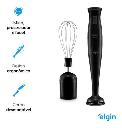 Mixer Turbo Chef 3 EM 1 200w Elgin Cor Preto Mixer Turbo Chef 3 EM 1 200w Elgin Cor Preto