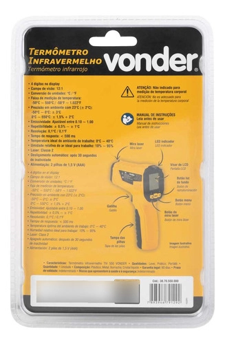 Termômetro infravermelho TIV550 VONDER Termômetro infravermelho TIV550 VONDER