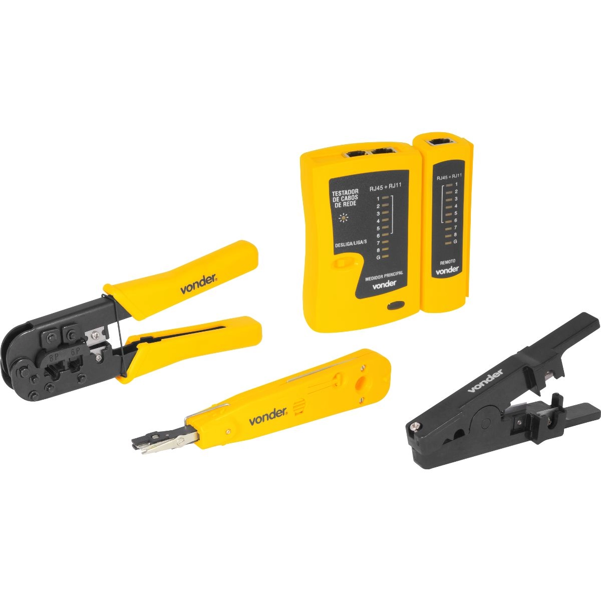 30 Testador de cabos de rede RJ11, RJ12, RJ45  Vonder