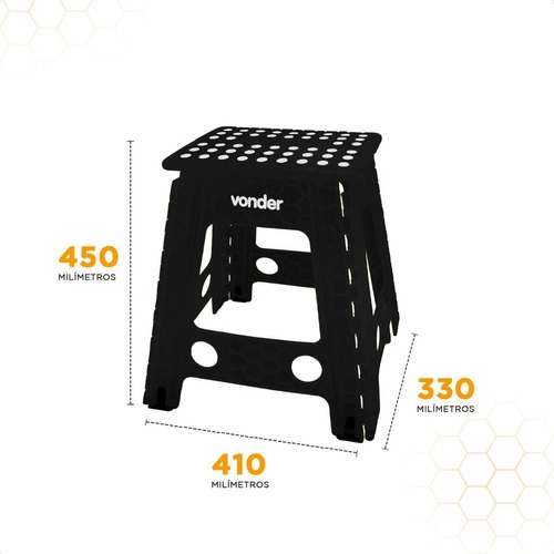Banqueta plástica dobrável altura 450 mm VONDER Banqueta plástica dobrável altura 450 mm VONDER