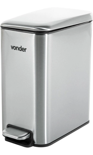 Lixeira retangular 5 litros inox Cinza VONDER
