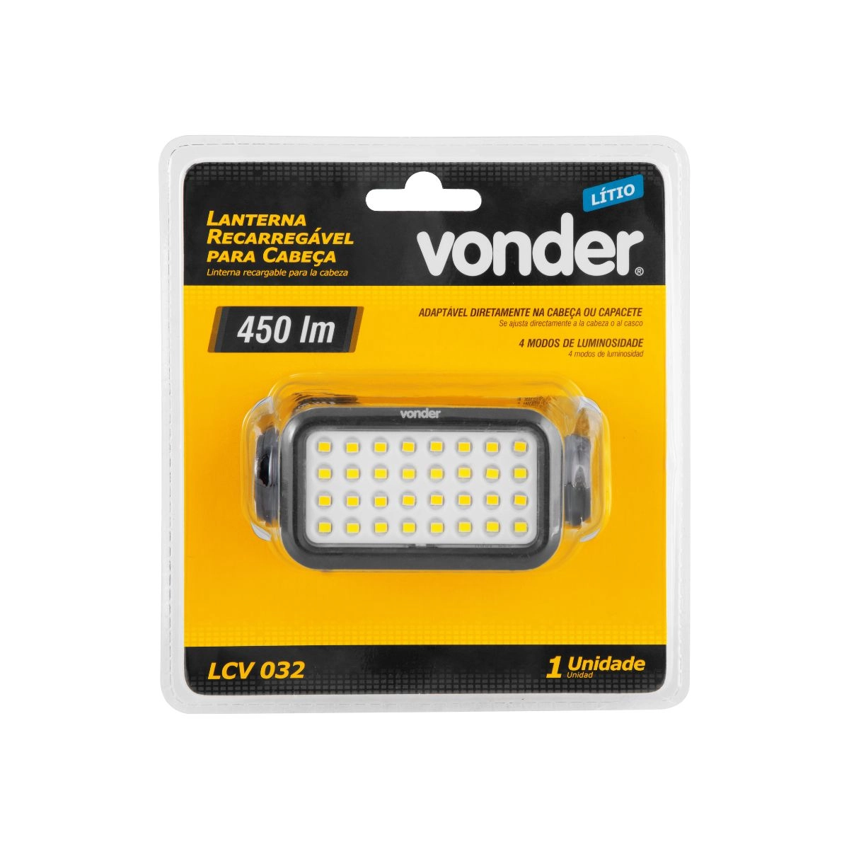 Lanterna de LED para cabeça recarregável LCV032 VONDER Lanterna de LED para cabeça recarregável LCV032 VONDER