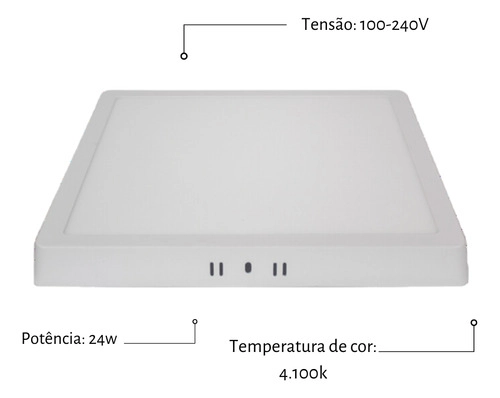 Kit 5 Painel Plafon Quadrado 28x28 Sobrepor Branco 24w Luz Neutra Blumenau Iluminação