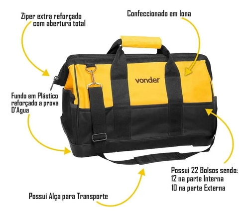 Bolsa em lona para ferramentas 43cm x 24cm x 30cm VONDER