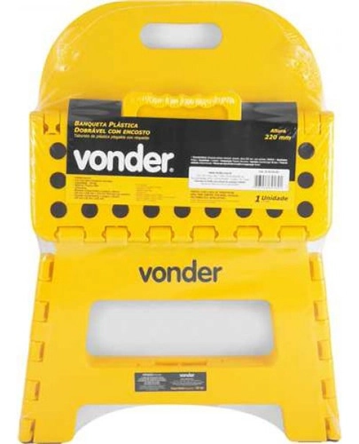 Banqueta plástica dobrável amarela altura 220 mm com encosto VONDER Banqueta plástica dobrável amarela altura 220 mm com encosto VONDER