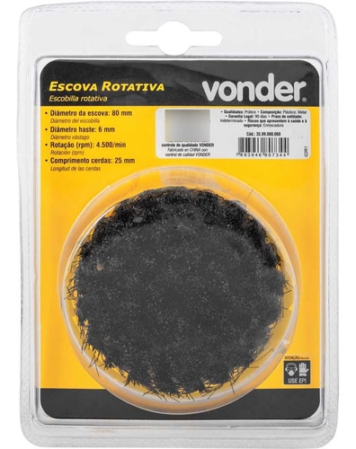 Escova rotativa 80 mm em nylon VONDER Escova rotativa 80 mm em nylon VONDER