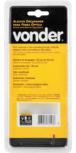 Alicate decapador para fibra óptica VONDER Alicate decapador para fibra óptica VONDER