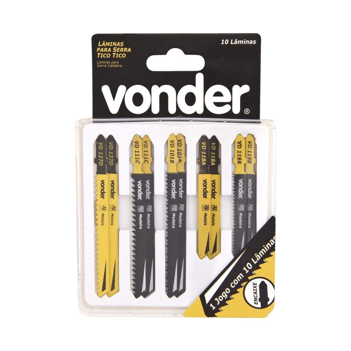Lâminas de serra tico-tico Jogo com 10 peças VONDER Lâminas de serra tico-tico Jogo com 10 peças VONDER