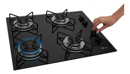 Cooktop a gas 4 bocas Fitline Trempe Iron Bivolt Fischer Cooktop a gas 4 bocas Fitline Trempe Iron Bivolt Fischer
