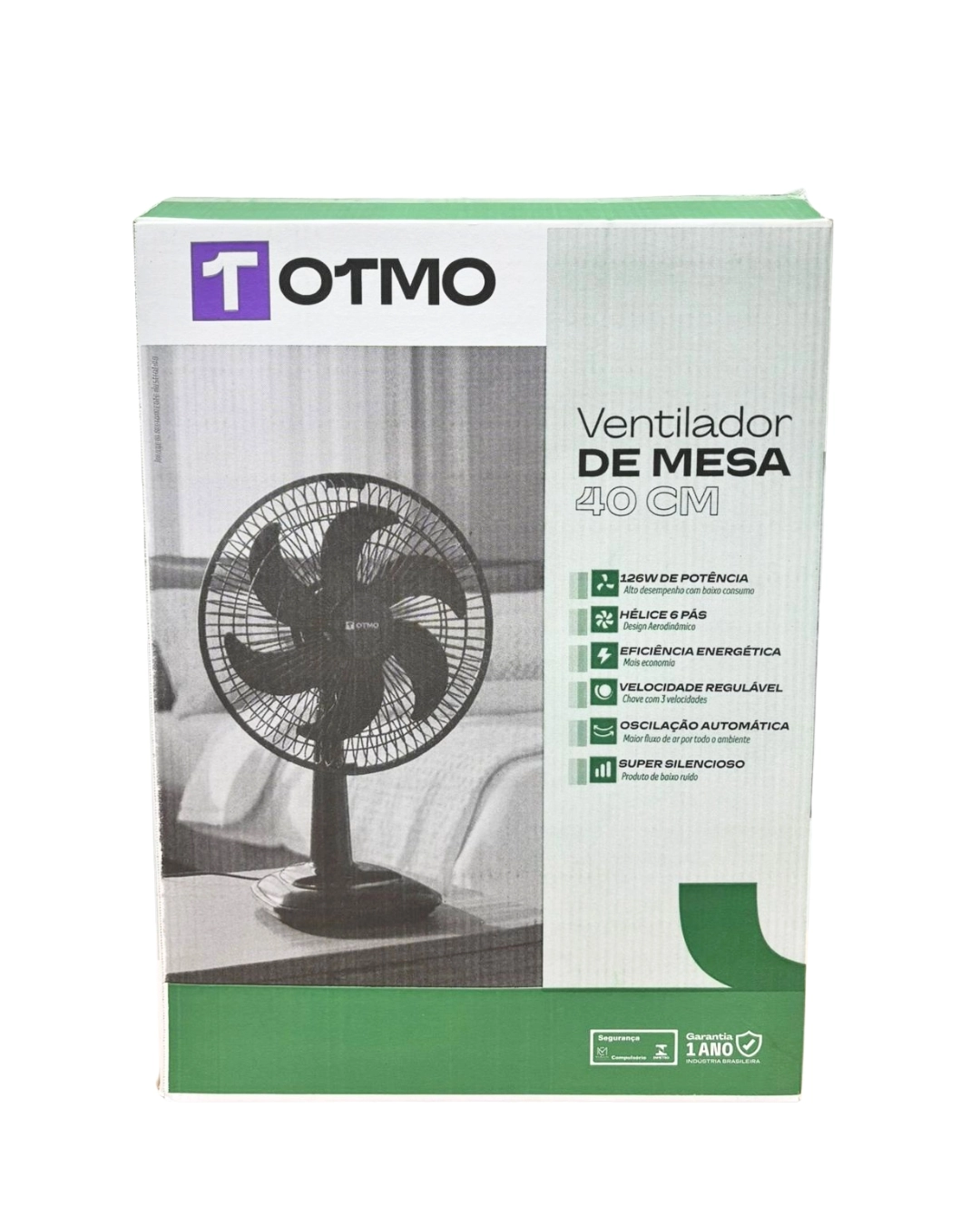 Ventilador Portátil de Mesa 40cm 126W Preto 110V OTMO