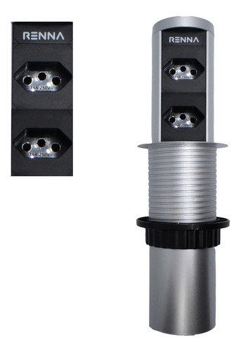 Torre com 2 Tomadas Automática p/ Bancada Renna Torre com 2 Tomadas Automática p/ Bancada Renna