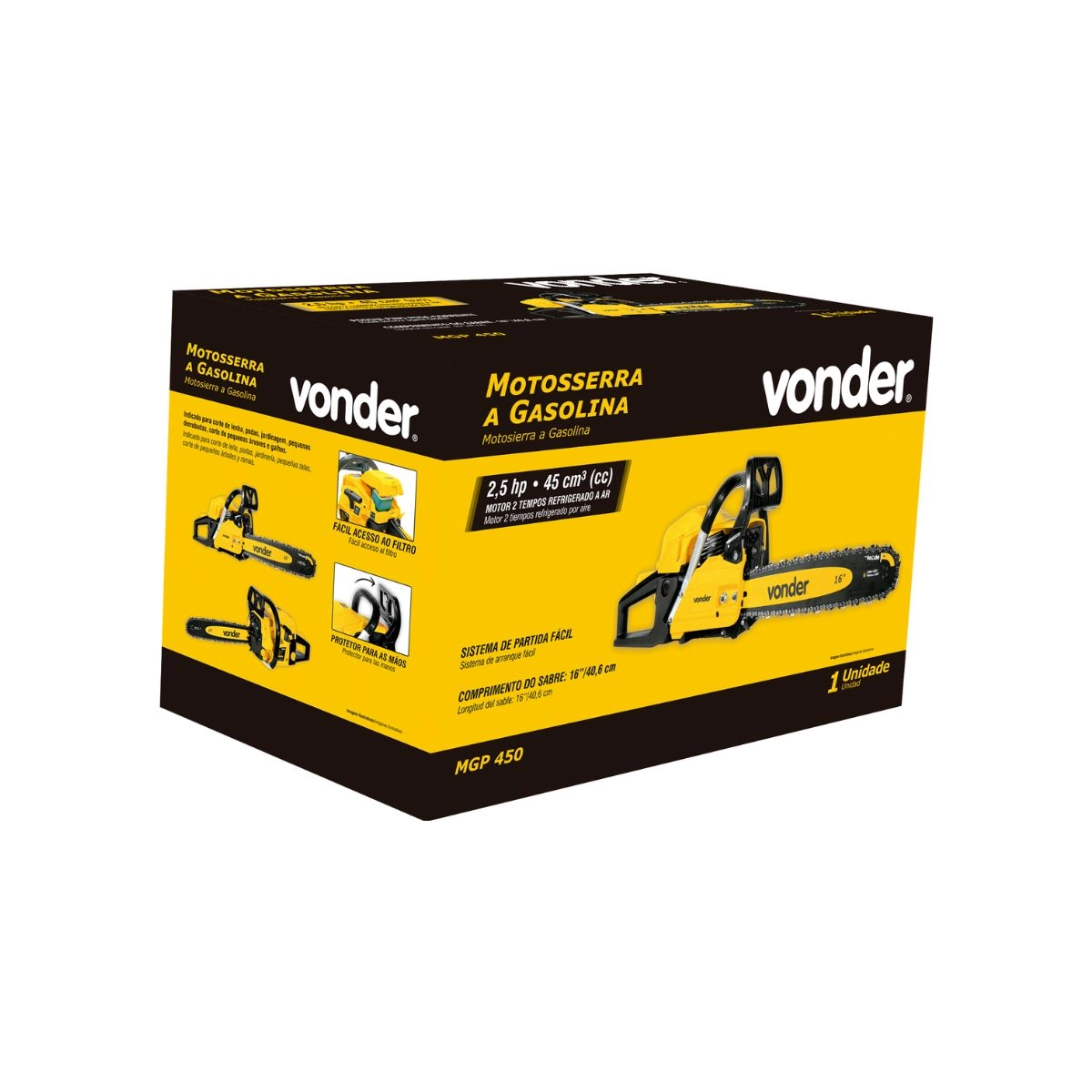 Motosserra a gasolina 2 tempos 45cm³ (cc) MGP450 VONDER Motosserra a gasolina 2 tempos 45cm³ (cc) MGP450 VONDER