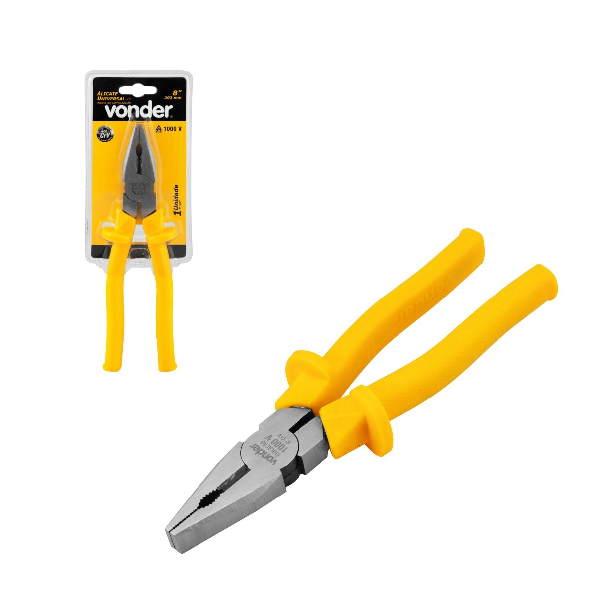 Alicate universal 8" cromo vanádio isolado 1000V VONDER 