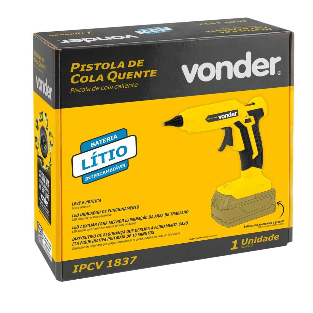 Pistola de cola quente bateria18V IPCV1837 VONDER