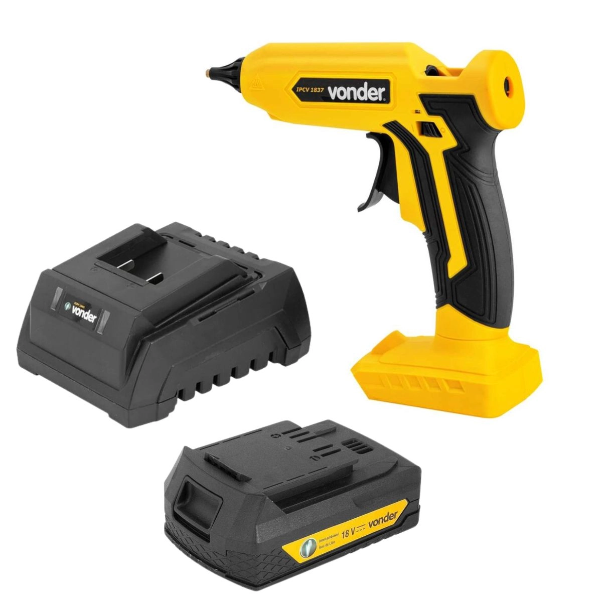 Kit Pistola de cola IPCV1837 Bateria+Carregador VONDER Kit Pistola de cola IPCV1837 Bateria+Carregador VONDER