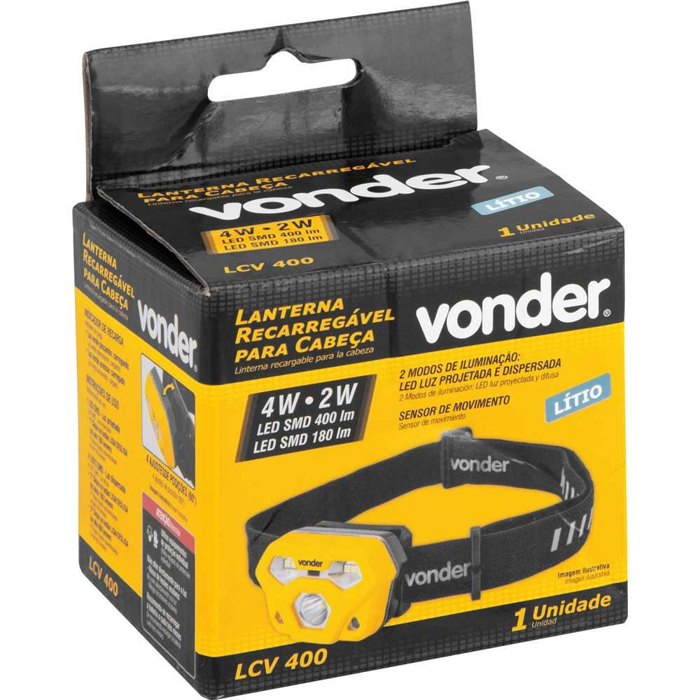 Lanterna para cabeça recarregável LED SMD LCV400 Vonder