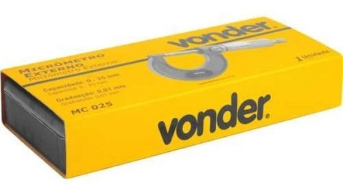 Micrômetro externo 0 mm a 25 mm graduação 0,01 mm MC025 VONDER