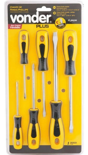 Jogo de chaves de fenda phillips com 6 peças VONDER PLUS Jogo de chaves de fenda phillips com 6 peças VONDER PLUS
