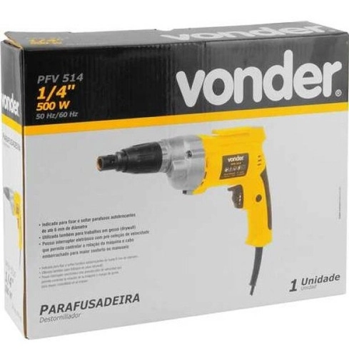 Parafusadeira elétrica encaixe 1/4" 220V 500W PFV514 VONDER