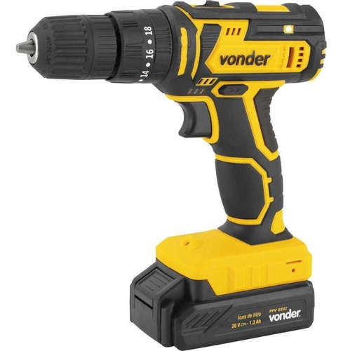 Parafusadeira/furadeira com impacto a bateria 20V carregador bivolt automático PFV020I VONDER Parafusadeira/furadeira com impacto a bateria 20V carregador bivolt automático PFV020I VONDER