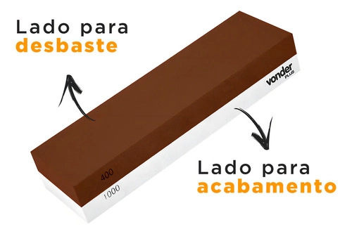 Pedra para afiar 6"dupla face retangular VONDER PLUS Pedra para afiar 6"dupla face retangular VONDER PLUS