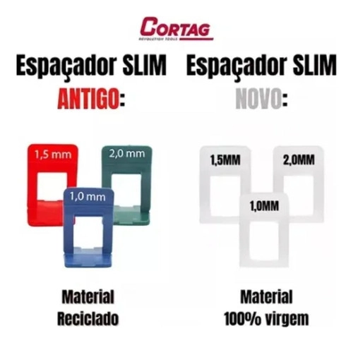 1000 Niveladores Espaçadores Slim Piso Azulejo Porcelanato Cortag