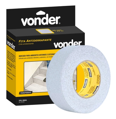 Fita antiderrapante para áreas úmidas 50mm x 15m transparente VONDER