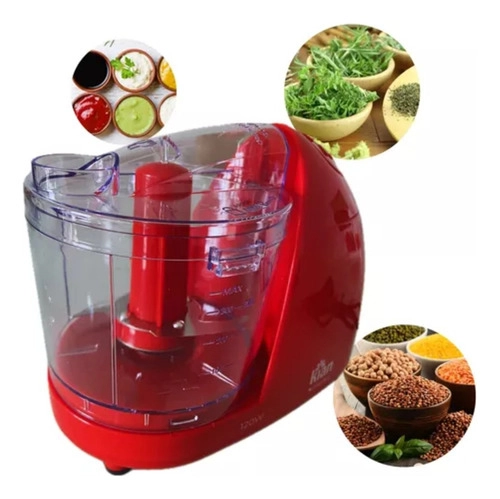 Mini Processador Elétrico 500ml Vermelho Kian Mini Processador Elétrico 500ml Vermelho Kian