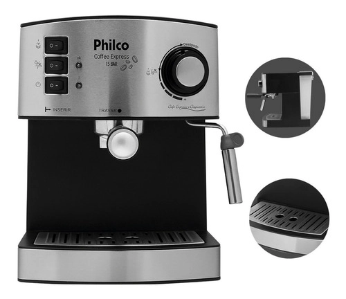 Cafeteira Coffee Express 15 Bar Filtro Permanente Philco Cafeteira Coffee Express 15 Bar Filtro Permanente Philco