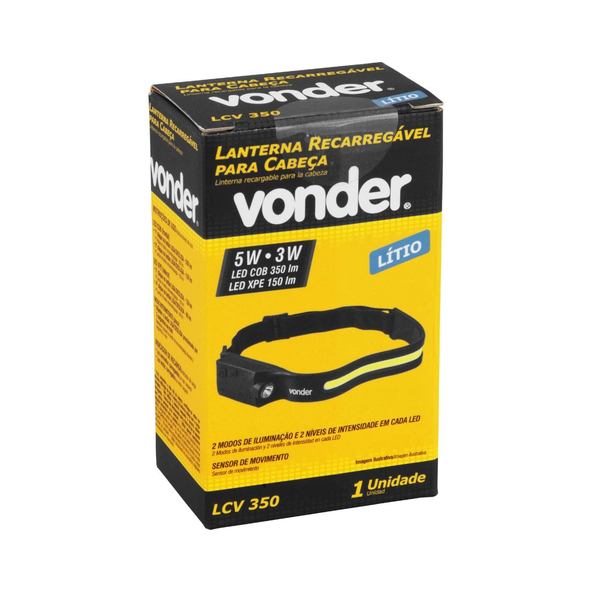 Lanterna de LED p/ cabeça recarregável LCV350 VONDER 