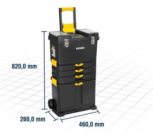 Caixa para ferramentas plástica com rodas CRV0500 VONDER Caixa para ferramentas plástica com rodas CRV0500 VONDER