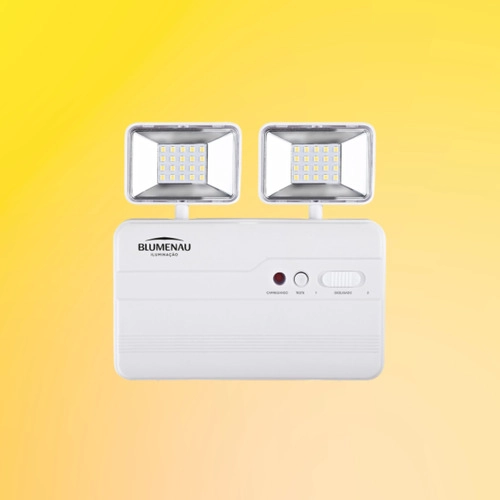 Luminária de Emergência LED Blumenau Iluminação 2 Faróis Quadrados 1200 Lúmens Bivolt