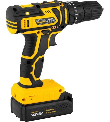 Parafusadeira/furadeira com impacto a bateria 20V carregador bivolt automático PFV020I VONDER Parafusadeira/furadeira com impacto a bateria 20V carregador bivolt automático PFV020I VONDER