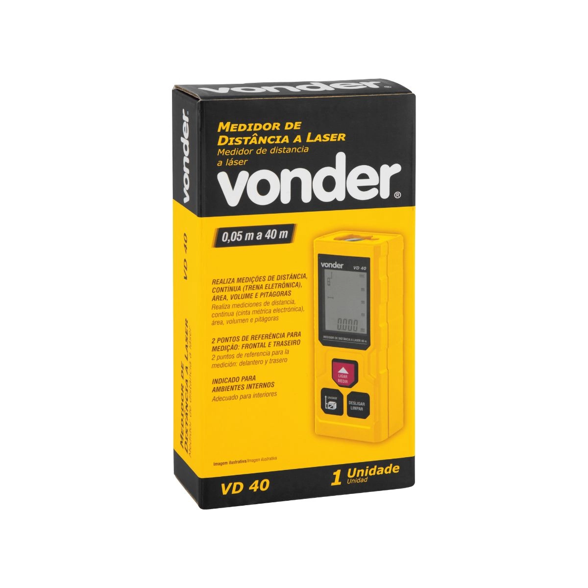 Medidor de distância a laser 40m VD40 VONDER Medidor de distância a laser 40m VD40 VONDER