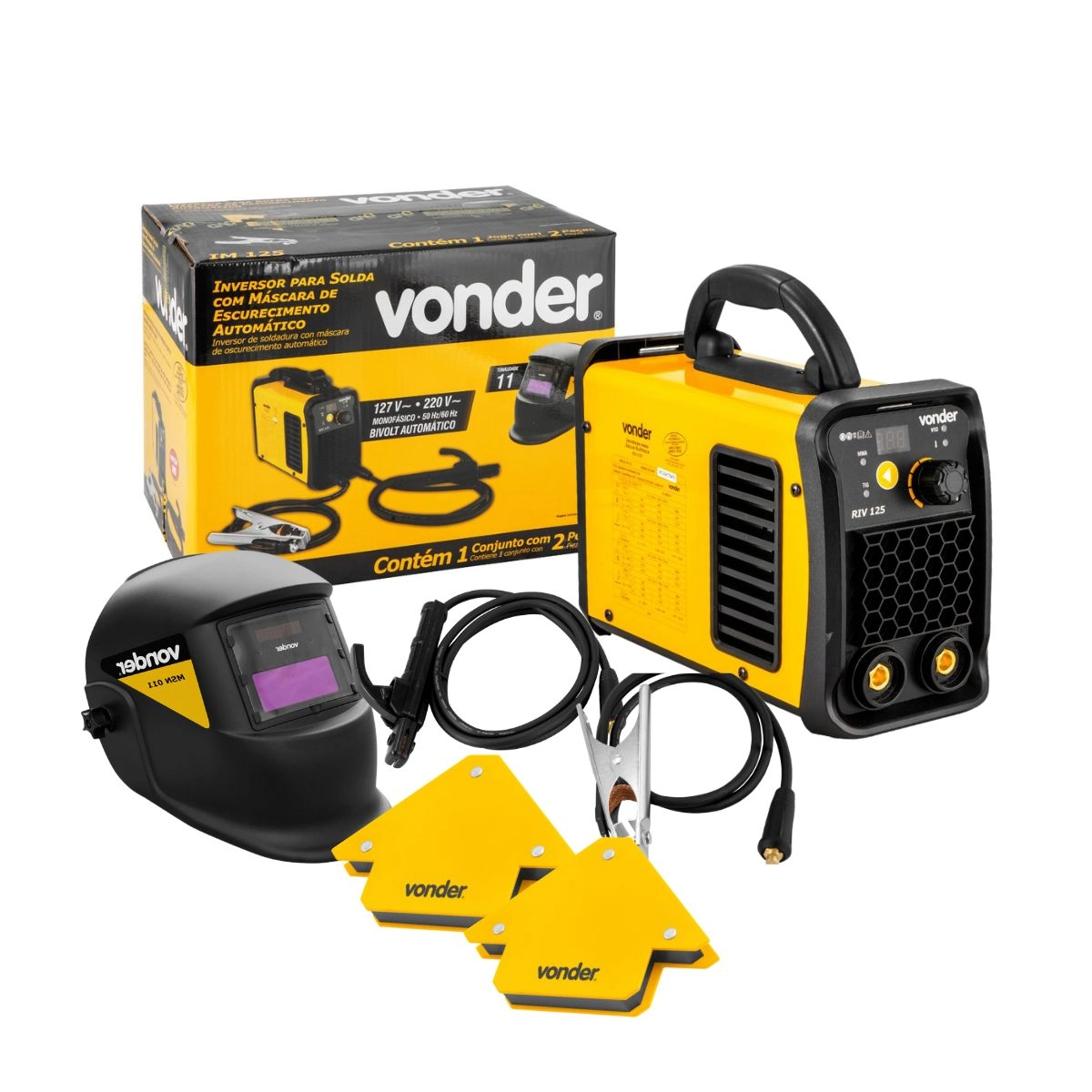 Maquina Inversora Solda Bivolt  IM125 + 2 Esquadros VONDER 