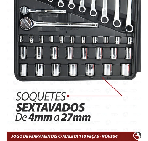 Jogo de Ferramentas Completo com 110 Peças Nove54