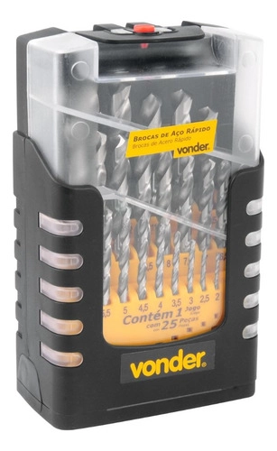 Jogo de brocas de aço rápido DIN338 com 25 peças VONDER 