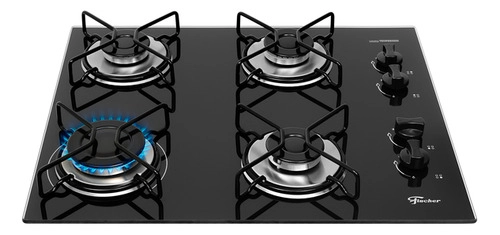 Cooktop a gas 4 bocas Fitline Trempe Iron Bivolt Fischer Cooktop a gas 4 bocas Fitline Trempe Iron Bivolt Fischer