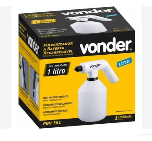 Pulverizador bateria 3,6V recarregável 1 litro PBV361 VONDER Pulverizador bateria 3,6V recarregável 1 litro PBV361 VONDER
