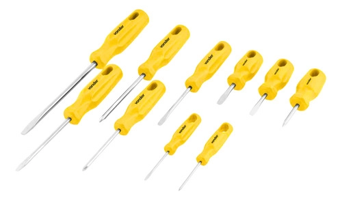 Jogo de chaves de fenda phillips com 10 peças VONDER Jogo de chaves de fenda phillips com 10 peças VONDER