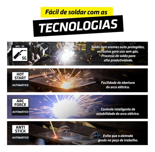 Maquina Inversora de Solda TORK KAB140 MMA + MIG-SG + TIG LIFT Bivolt Maquina Inversora de Solda TORK KAB140 MMA + MIG-SG + TIG LIFT Bivolt