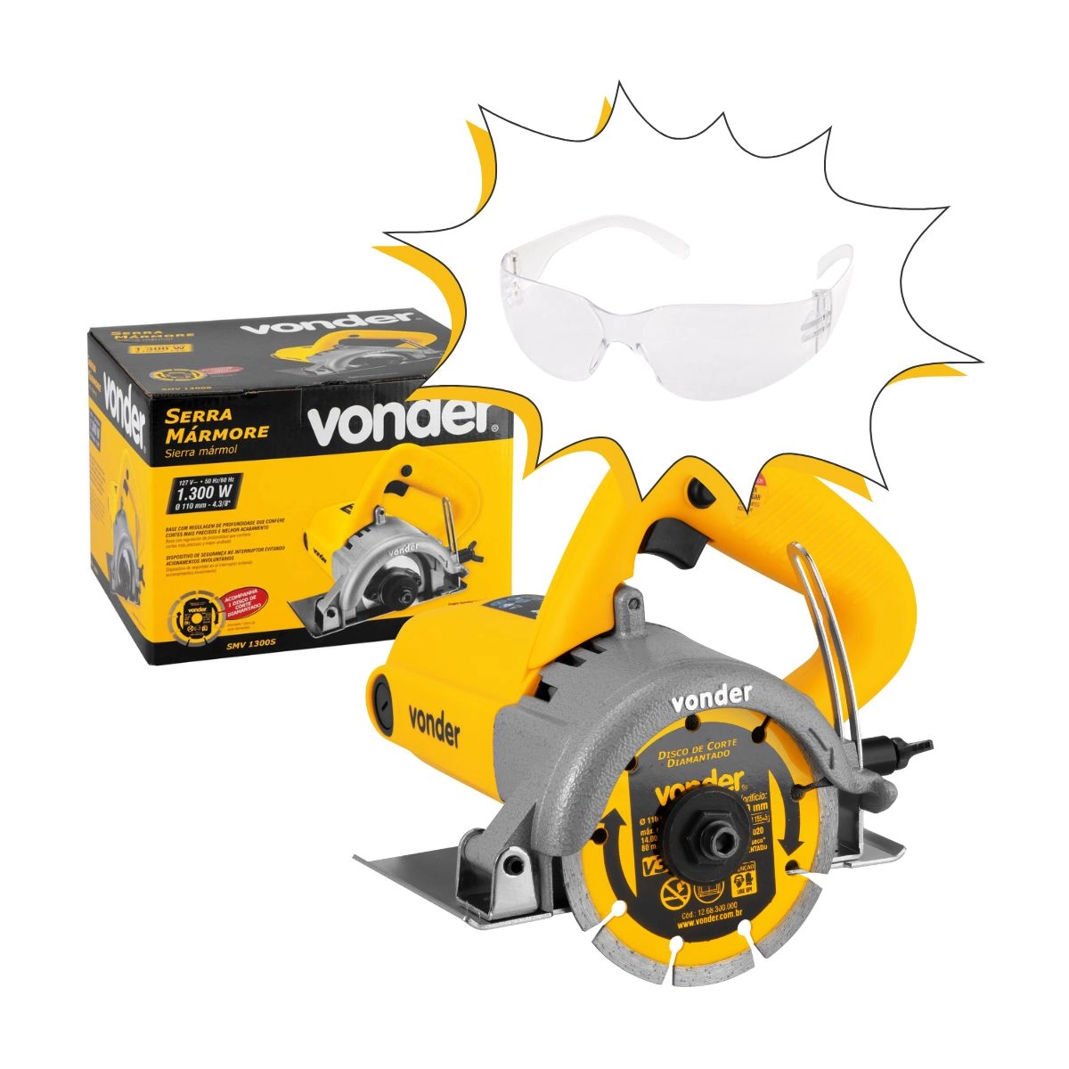 Serra Mármore SMV1300 Com Disco e Óculos de Brinde Vonder 110V