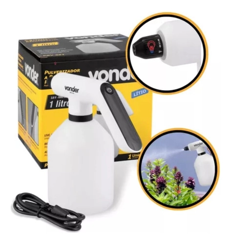 Pulverizador bateria 3,6V recarregável 1 litro PBV361 VONDER Pulverizador bateria 3,6V recarregável 1 litro PBV361 VONDER