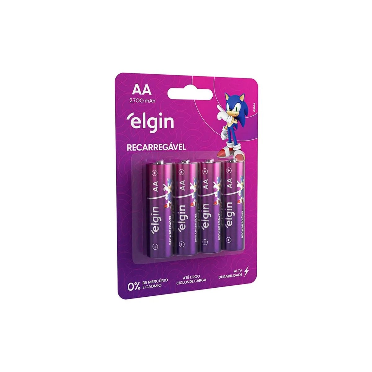 Pilhas Recarregável AA 2700mAh Blisters 4pçs Elgin