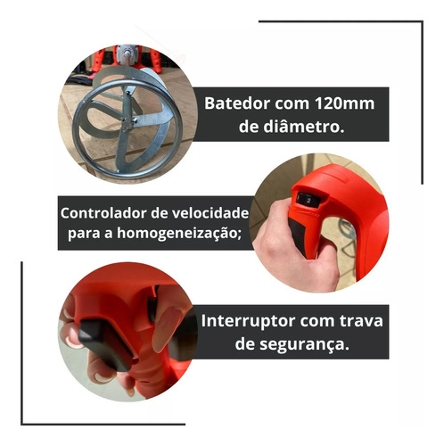 Misturador Elétrico Argamassa Tinta Textura Hm120 Cortag