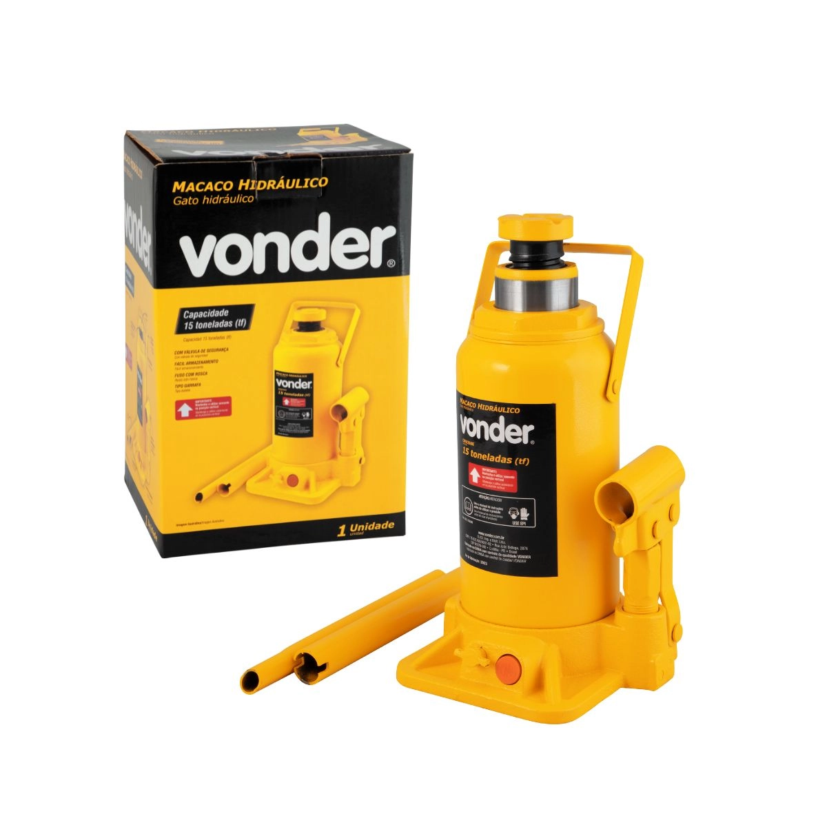 Macaco hidráulico tipo garrafa 15 toneladas (15tf) VONDER 